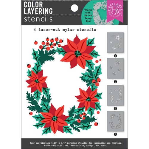 Hero Arts Stencil 5.25"X6.50" Color Layering Poinsettia Window