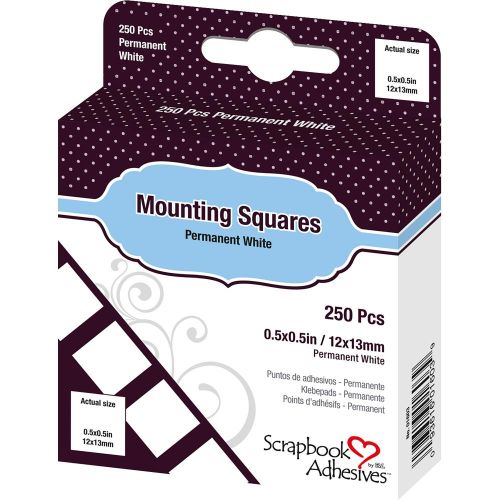 Scrapbook Adhesives Mounting Squares 250/Pkg Permanent, White, .5"X.5"
