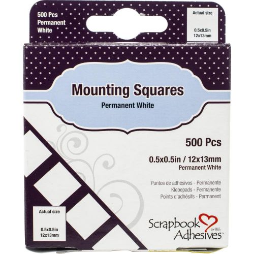 Scrapbook Adhesives Mounting Squares 500/Pkg Permanent, White, .5"X.5"