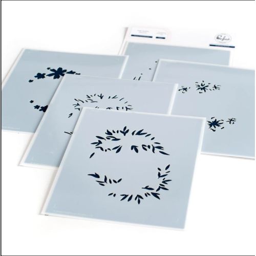 Pinkfresh Studio - Rustic Floral Wreath layering stencil set