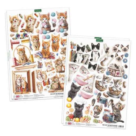 Katy Sue Designs Crafty Kittens Die Cut Topper & Decoupage Collection (11-DCD7002)