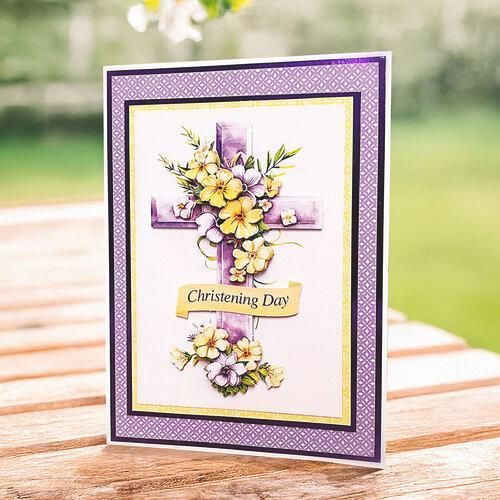 Katy Sue Designs Lilac Floral Cross 3D Die-Cut Decoupage (3pcs) (11-DCD724)