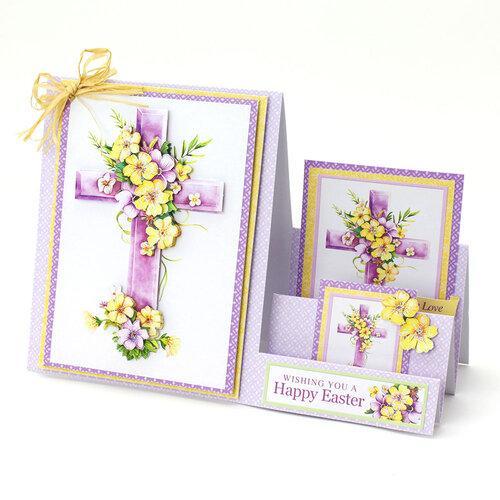 Katy Sue Designs Lilac Floral Cross 3D Die-Cut Decoupage (3pcs) (11-DCD724)