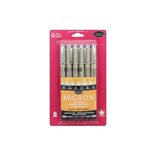 Sakura Pigma Micron Pen Set .20-.50mm Black 6pc