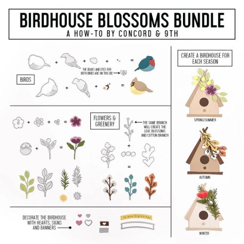 Concord & 9th - Birdhouse Blossoms Embossing Folder (2D)