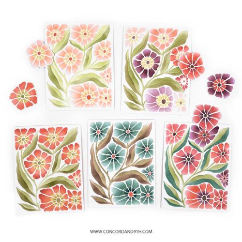Concord & 9th - Petal Print Stencil Pack (4 qty; 4.75 x 6)