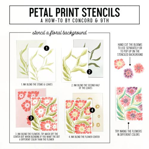 Concord & 9th - Petal Print Stencil Pack (4 qty; 4.75 x 6)