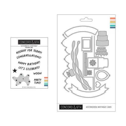 Concord & 9th - Accordion Birthday Stamp Set(3x4) and Die Bundle