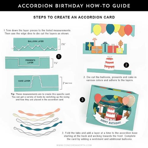 Concord & 9th - Accordion Birthday Stamp Set(3x4) and Die Bundle