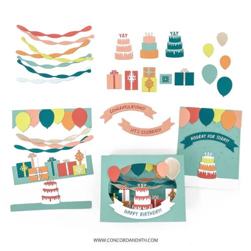 Concord & 9th - Accordion Birthday Stamp Set(3x4) and Die Bundle