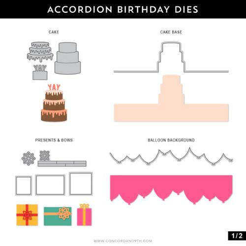 Concord & 9th - Accordion Birthday Stamp Set(3x4) and Die Bundle