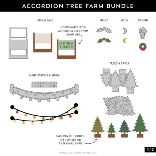 Concord & 9th - Accordion Tree Farm Stamp Set(3x3) and Die Bundle