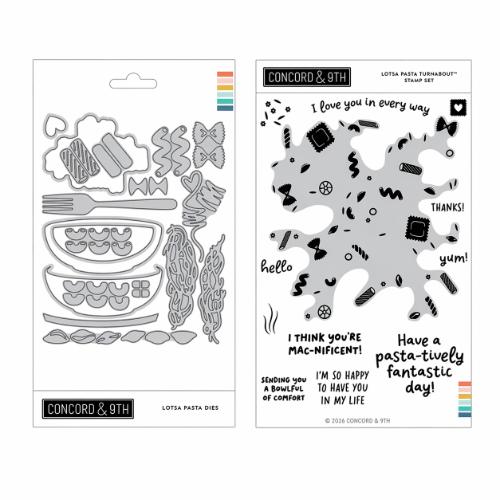 Concord & 9th - Lotsa Pasta Turnaboutª Stamp Set (6" x 8") & Die Bundle - Postage as per Actual