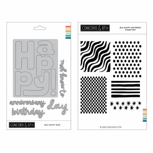 Concord & 9th - Big Happy Patterns Stamp Set (6 x 6) & Dies Bundle - Postage as per Actual