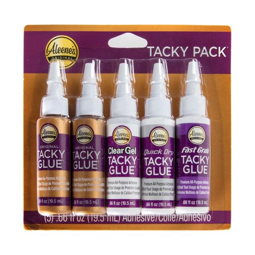 Aleene's Try Me Size Tacky Pack .66oz 5/Pkg Clear Gel, Quick Dry, Fast Grab, 2 Orig