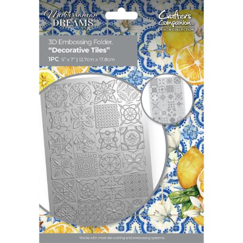 Crafter's Companion Mediterranean Dreams 3d Embossing Folder-Decorative Tiles