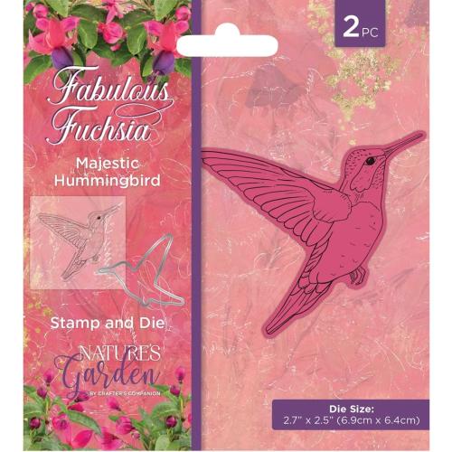Crafter's Companion Fabulous Fuchsia Stamp & Die Majestic Hummingbird (NGA-FF-STD-MHUM)