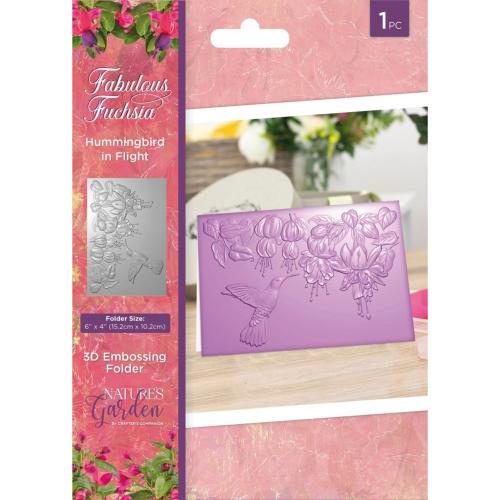 Crafter's Companion Fabulous Fuchsia 3D Embossing Folder Hummingbird in Flight (NGA-FF-3D-EF4-HIF)