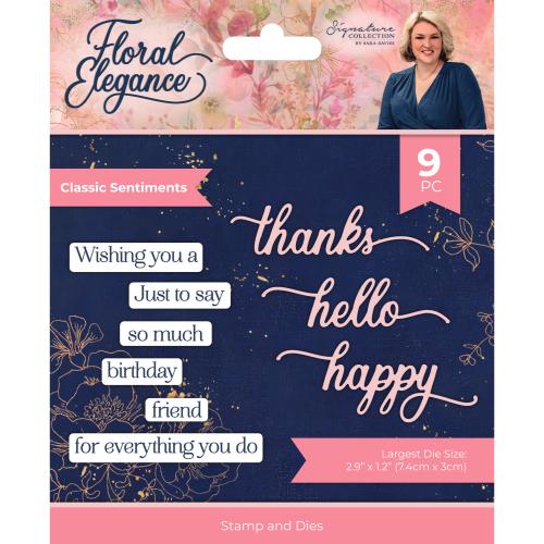 Crafter's Companion Floral Elegance Stamp & Die Classic Sentiments (S-FE-STD-CLSE)