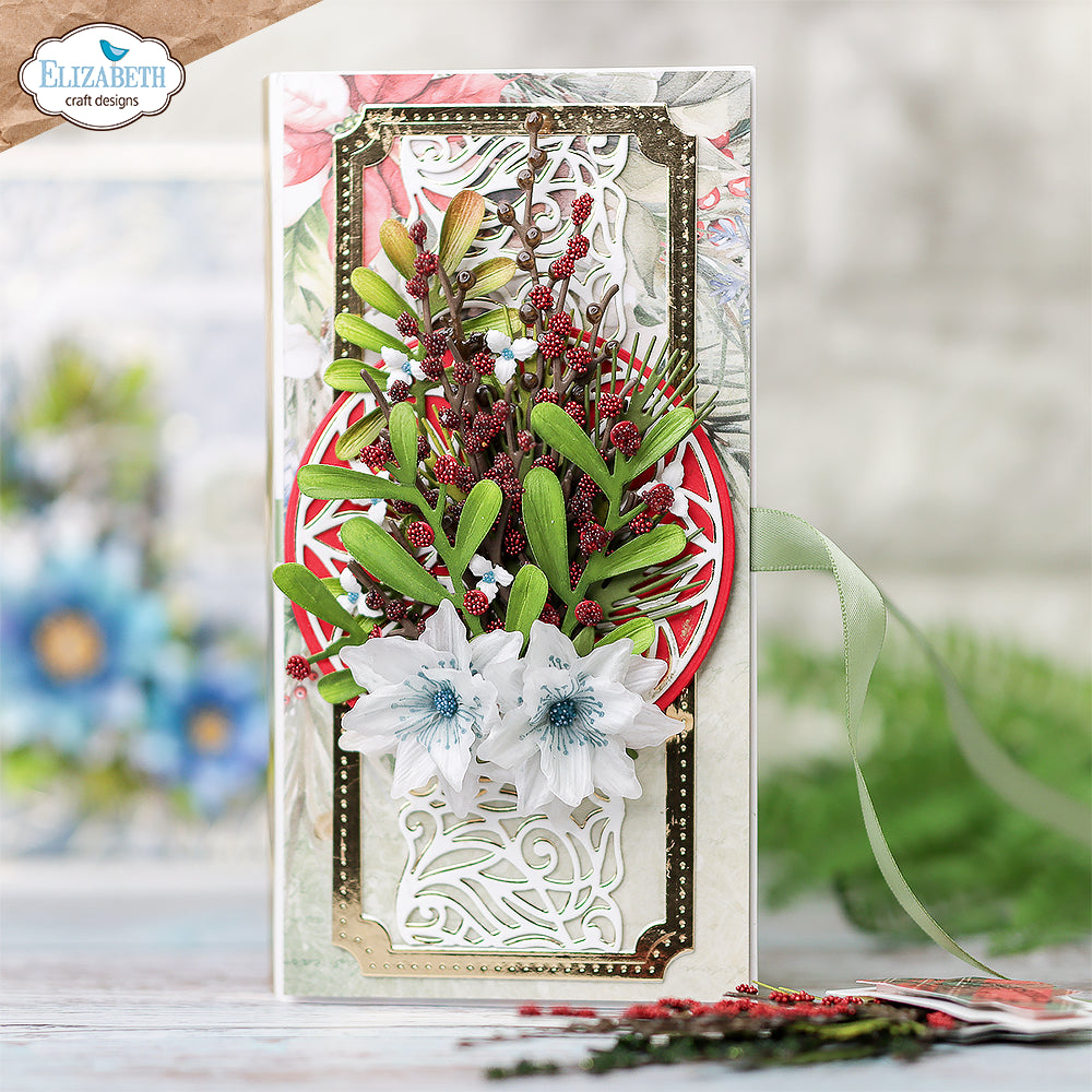 Elizabeth Craft Designs Joyous Christmas Dies Holly Greenery (2153)