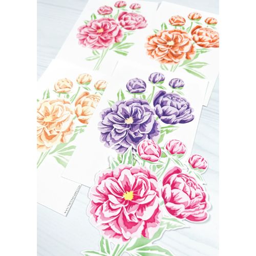 The Ton Stamps - Climbing Peonies Layering Stencils