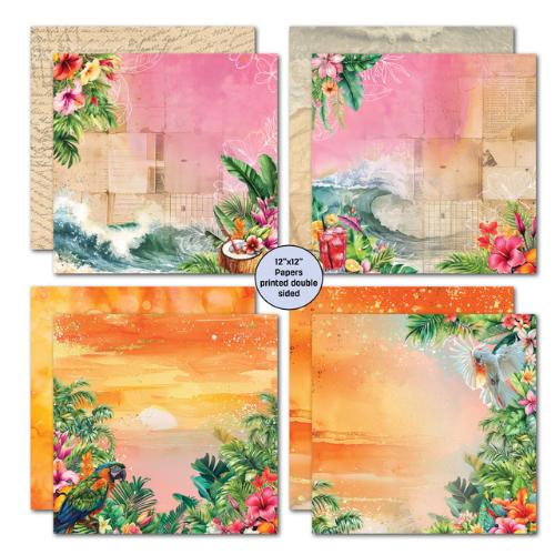 3Quarter Designs Tropic Excursion 12x12 Design Paper & Diecuts Set - Postage as per Actual