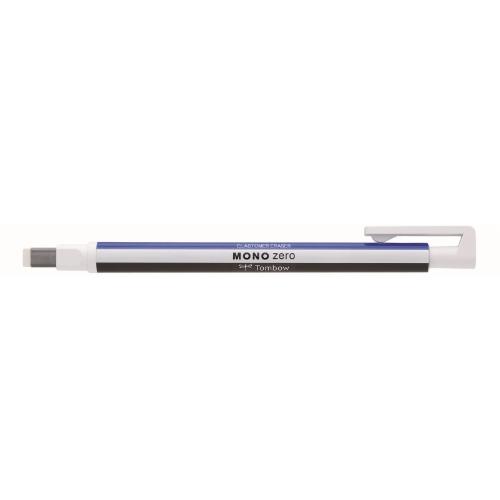 Tombow - Precision eraser MONO zero, refillable, square tip 2,5 mm x 5 mm, blue/white/black