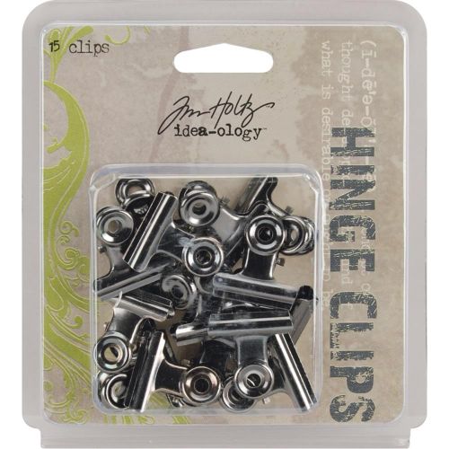 Idea-Ology Metal Hinge Clips 1" 15/Pkg Antique Nickel