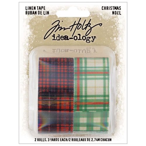 Idea-Ology Linen Tape 1"X3yd 2/Pkg Patchwork Christmas