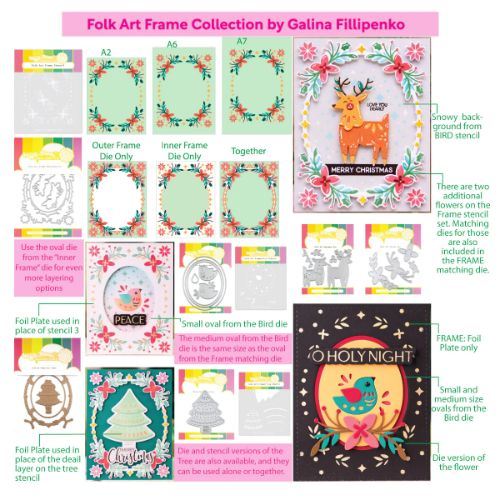 Waffle Flower - Folk Art Framed Bird Stencil