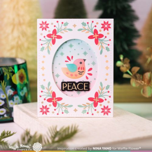 Waffle Flower - Folk Art Framed Bird Stencil