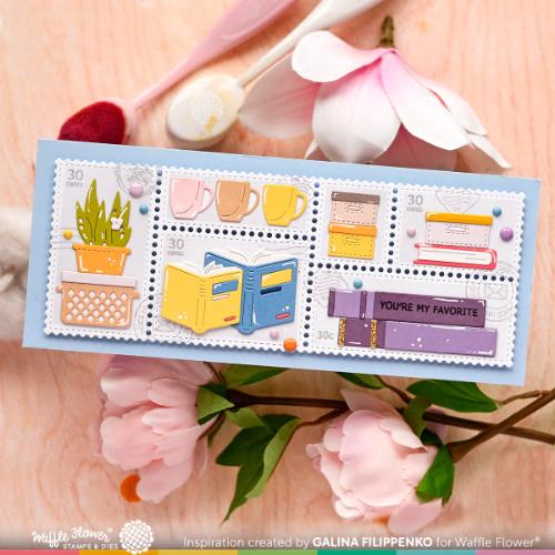 Waffle Flower - Postage Collage Slimline Blocks Stencil