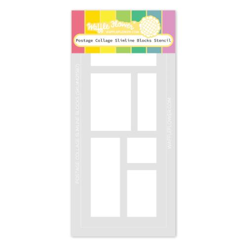 Waffle Flower - Postage Collage Slimline Blocks Stencil