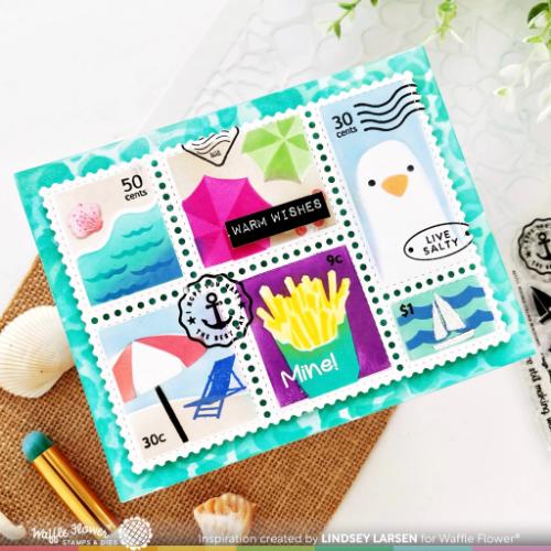 Waffle Flower - Postage Collage Beach Days Stencil