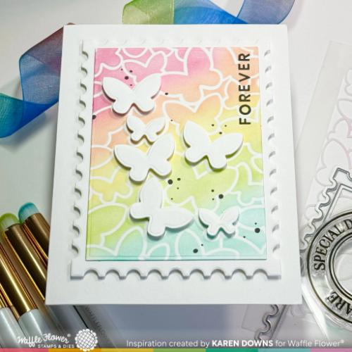 Waffle Flower - Butterfly Background Stencil