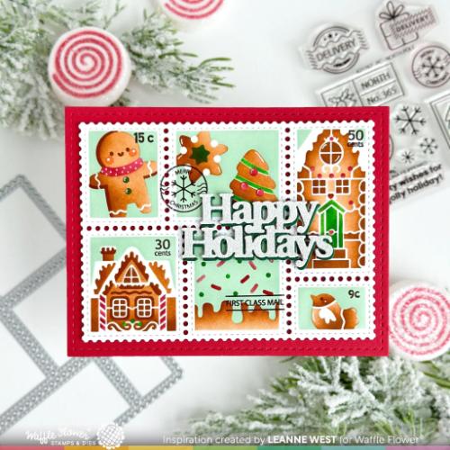 Waffle Flower - Postage Collage Gingerbread Stencil