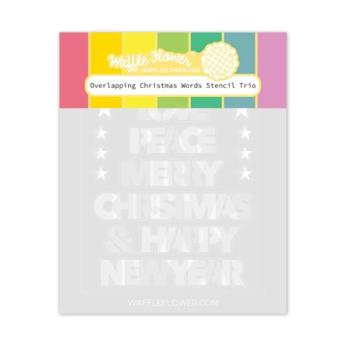 Waffle Flower - Overlapping Christmas Words Stencil Trio