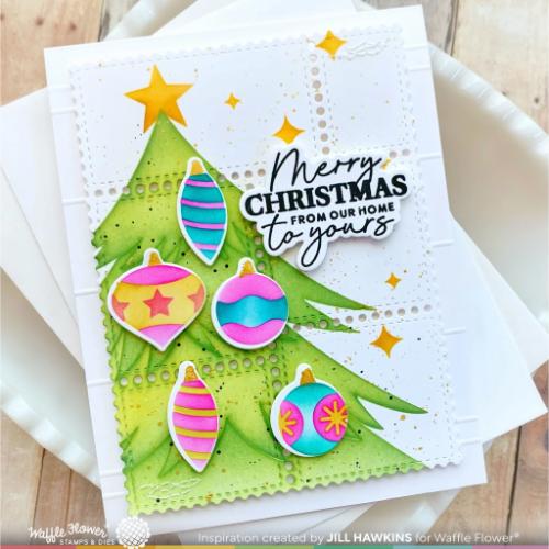 Waffle Flower - Retro Christmas Tree Die-n-stencil