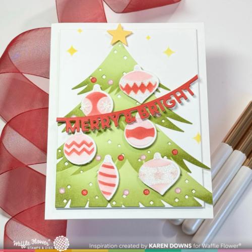 Waffle Flower - Retro Christmas Tree Die-n-stencil