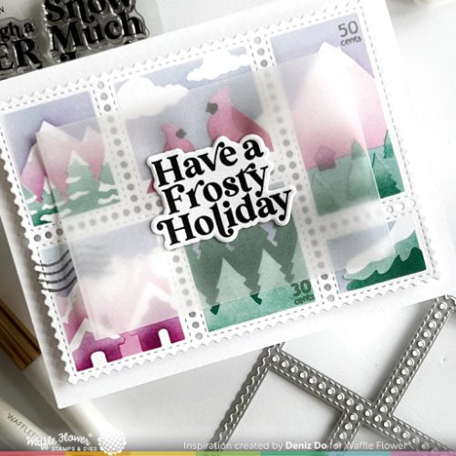Waffle Flower - Postage Collage Snowy Stencil