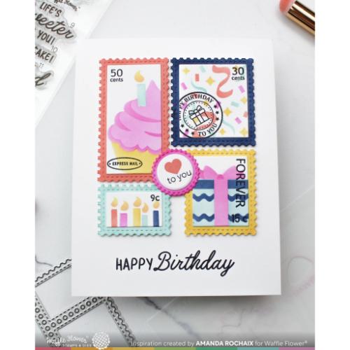 Waffle Flower - Postage Collage Birthday Stamp Set