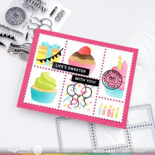 Waffle Flower - Postage Collage Cupcake Stencil