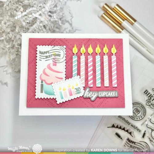 Waffle Flower - Postage Collage Cupcake Stencil