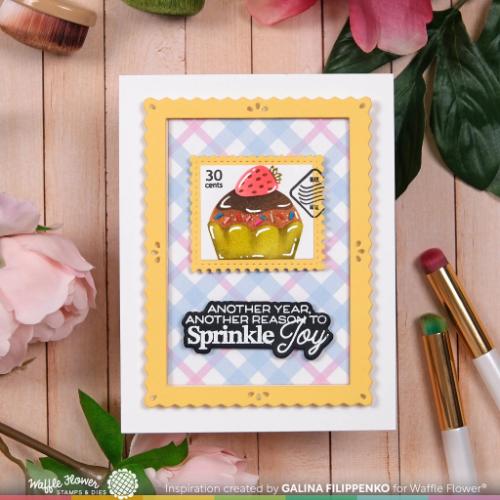 Waffle Flower - Postage Collage Cupcake Stencil