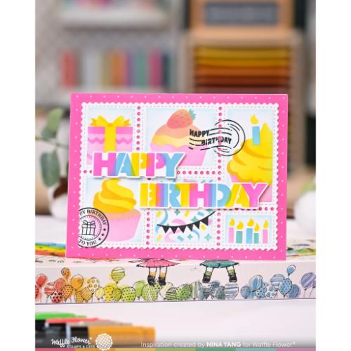 Waffle Flower - Postage Collage Cupcake Stencil