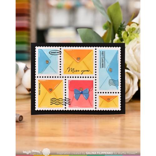 Waffle Flower - Postage Collage Envelope Stencil