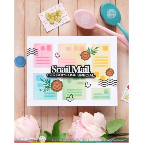 Waffle Flower - Postage Collage Addressed Envelope Stencil