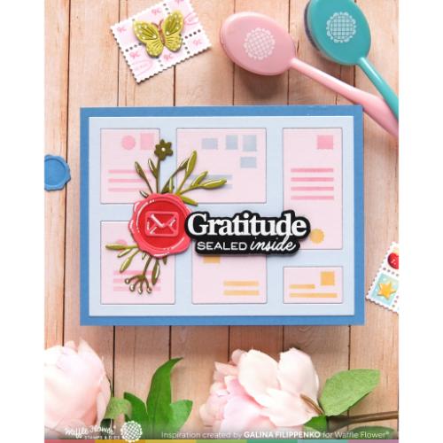 Waffle Flower - Postage Collage Addressed Envelope Stencil