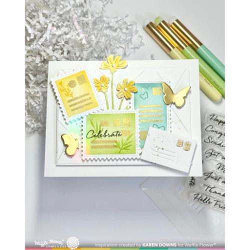 Waffle Flower - Postage Collage Addressed Envelope Stencil