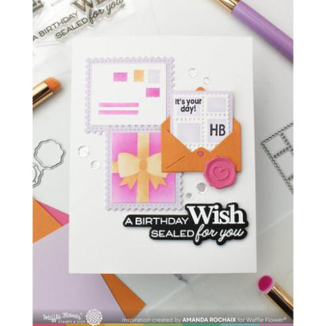 Waffle Flower - Postage Collage Miniature Die-n-stencil